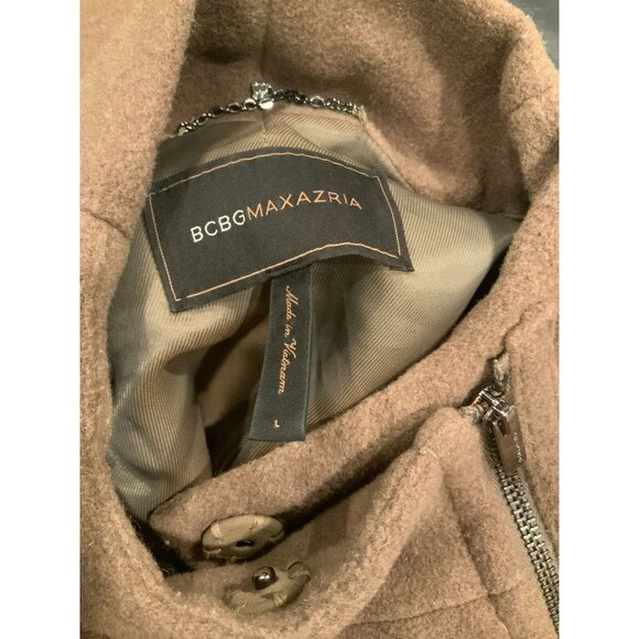 BCBG Max Azria Brown Asymmetrical Wool Blend Coat, Size Large - Picture 9 of 9